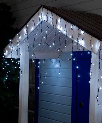 Гірлянда штора-дощойка КОНУС 120 LED чорн/пров 3 м*0.6 м, Білий колір 1571-03 фото