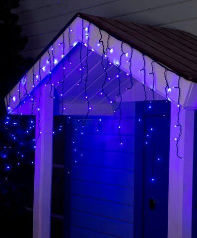 Гірлянда штора-дощик КОНУС 120 LED чорн/пров 3*0.6 м, Синій колір 1571-02 фото