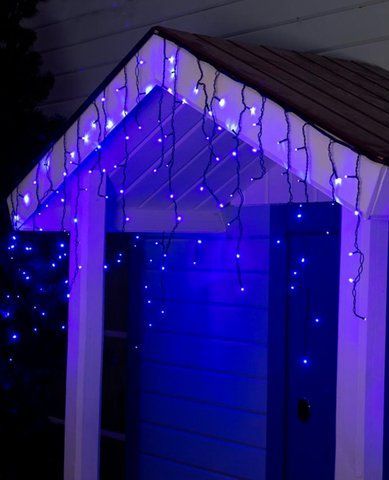 Гірлянда штора-дощовик КОНУС 180 LED чорн/пров 5 м*0,6 м, Синій колір 1570-02 фото