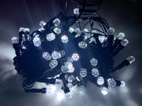 Гірлянда рубін 200 LED, Білий колір, чорний дріт, 10метров 1282-03 фото
