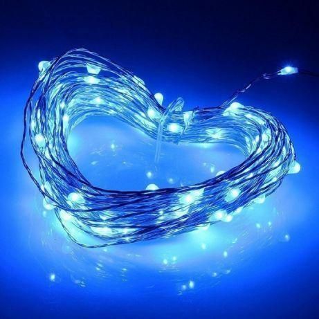 Гірлянда РОСА нитка 200LED, 220В, 20 метрів, 8 режимів + USB, Синій колір 1902-02 фото
