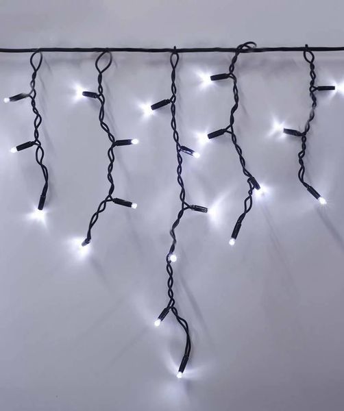 Гірлянда вулична БАХРОМА 160 LED+FLASH 5 м0,7 м, чорний каучук 3.3 мм, Білий колір 1444-030 фото