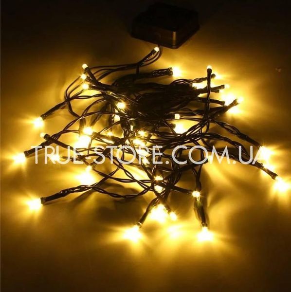 Гірлянда 100 LED, на сонячній батареї, теплий білий колір, 10 метрів вулична 1201-07 фото