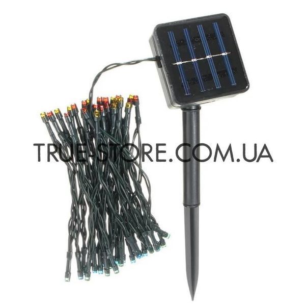 Гірлянда 100 LED, на сонячній батареї, теплий білий колір, 10 метрів вулична 1201-07 фото