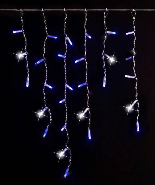 Гірлянда вулична БАХРОМА 100 LED, 5 м*0, 7 м, білій каучук 3.3 мм, Синій + Білий колір 1449-23 фото
