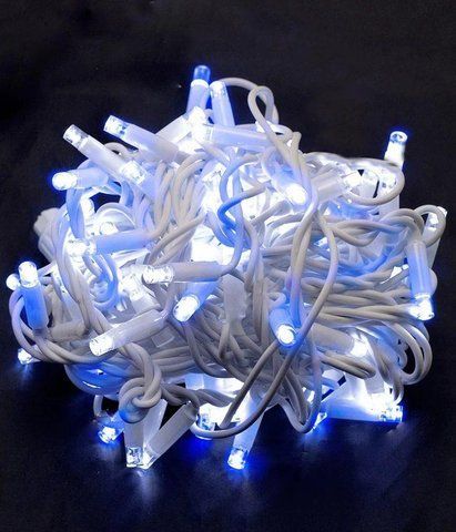 Гірлянда вулична 100LED, 10 метрів, білий каучук 3, 3 мм, Синьо-білий колір 1432-23 фото