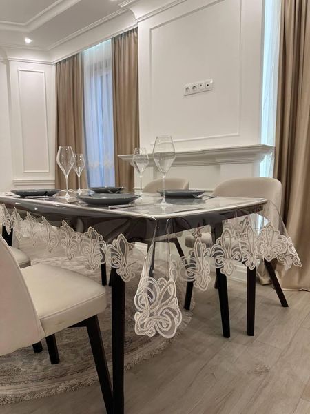 Скатертина силіконова з мереживом Royal, колір: комбінований (Під замовлення, або стандартний розмір) 1004W фото