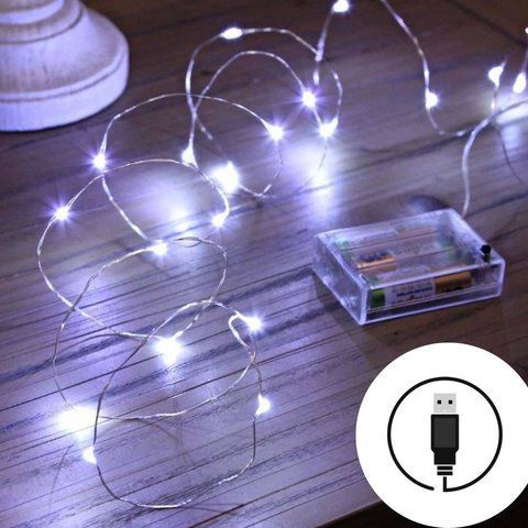 Гірлянда РОСА на батарейках+USB нитка 100LED, 10 метрів, Холодний білий колір 1978-03u фото