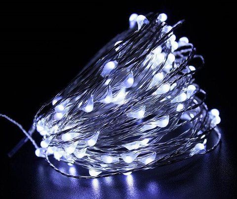 Гірлянда РОСА на катушці нитка 500LED, 220В, 50метров, 8 режимів та USB, Холодний Білий колір 1905-03 фото