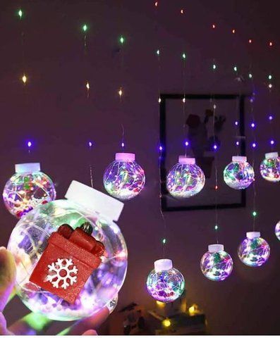 Гірлянда Штора кульки-роса LED, "Подарунок", 10 шт. + перехідник, 3 м*0,8 м, Мультик колір 1819-01 фото